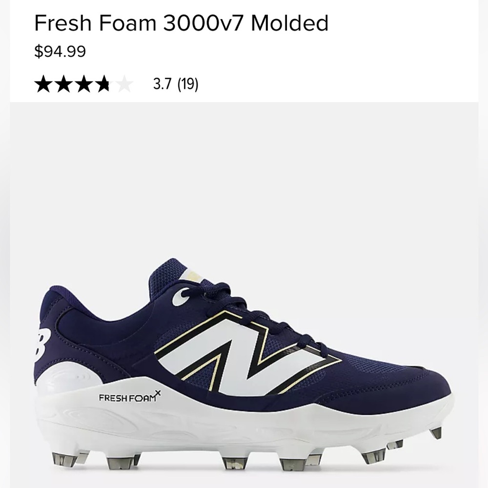 Mens New Balance Fresh Foam 3000v7 molded baseball cleats-used
